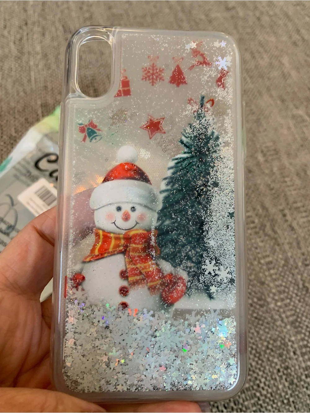Snowman moving glitter, phone case iPhone X and iPhone XS